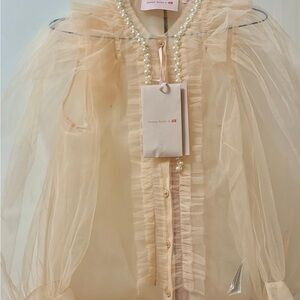 Simone Rocha x H&M Pearl-Embellished Sheer tulle Blouse Medium